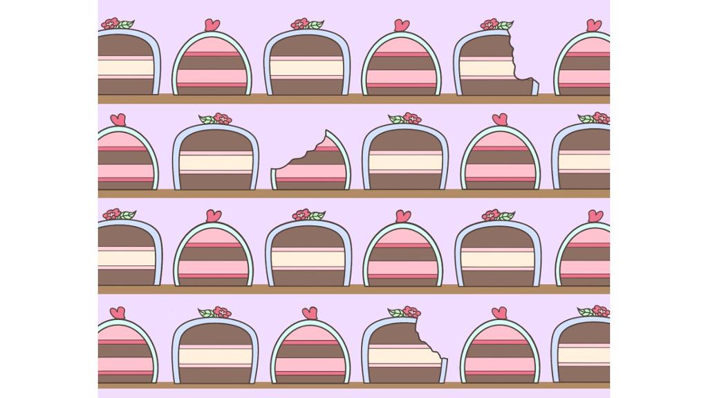 Patterned rows of cakes
