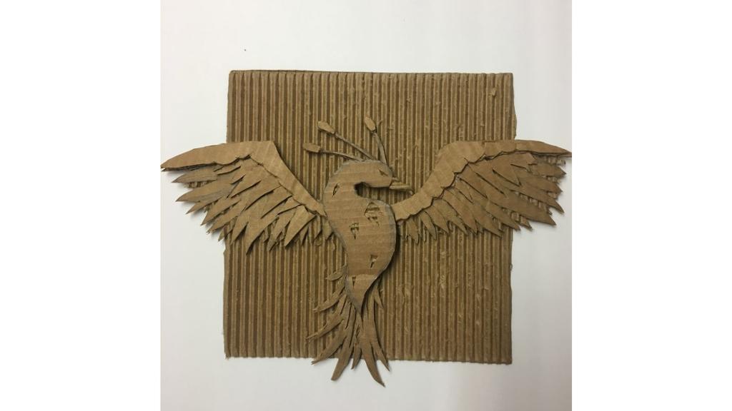 Cardboard cut out of a phoenix