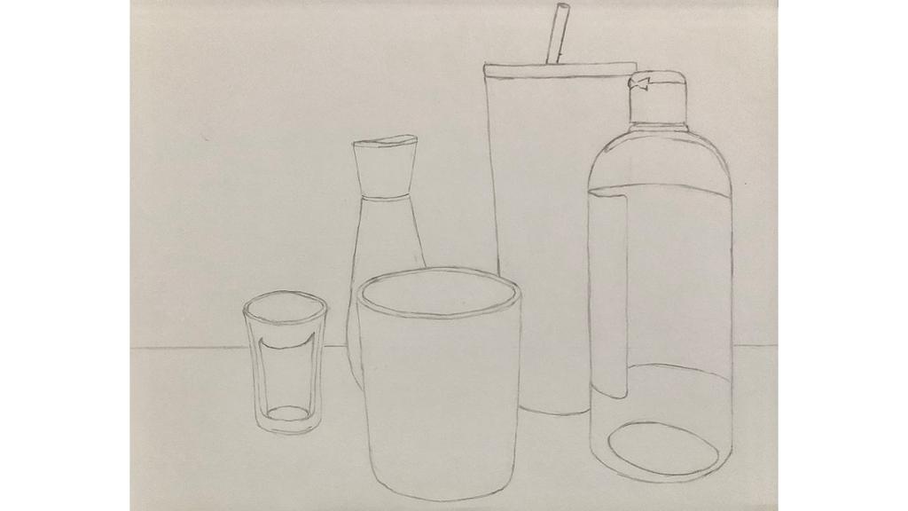 Outlines of bottles and cups