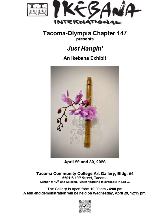 flyer for exhibition by Tacoma-Olympia chapter of ikebana international, April 29-30 in The Gallery at TCC