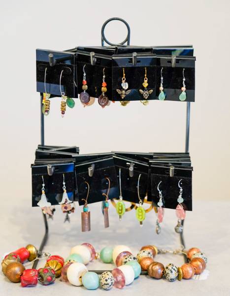 a collection of beaded jewelry