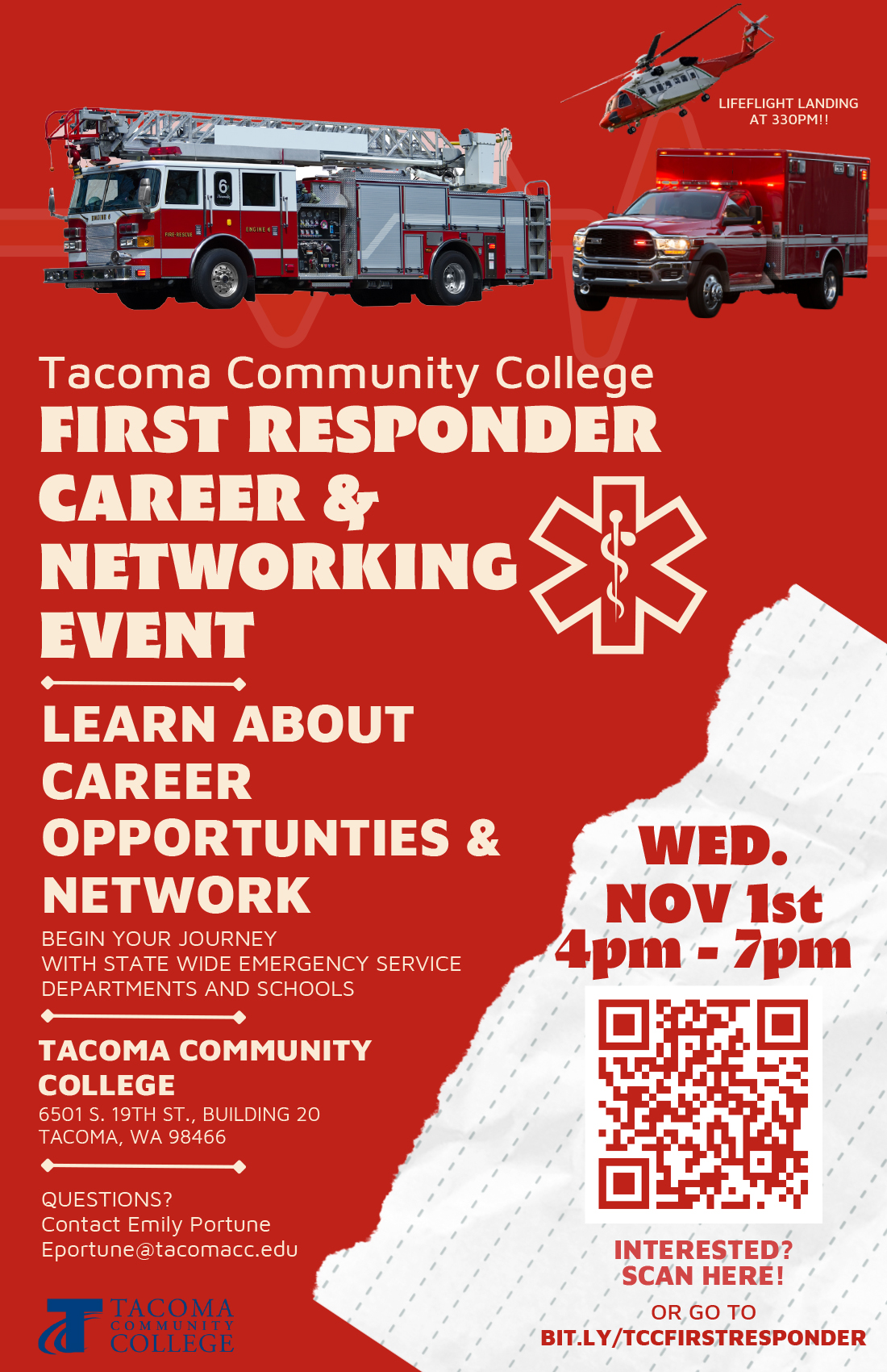 picture of a fire truck. Nov. 1 First Responder Career & Networking Event