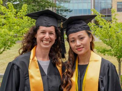 Students in graduation regalia