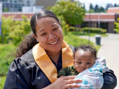 Student in graduation regalia