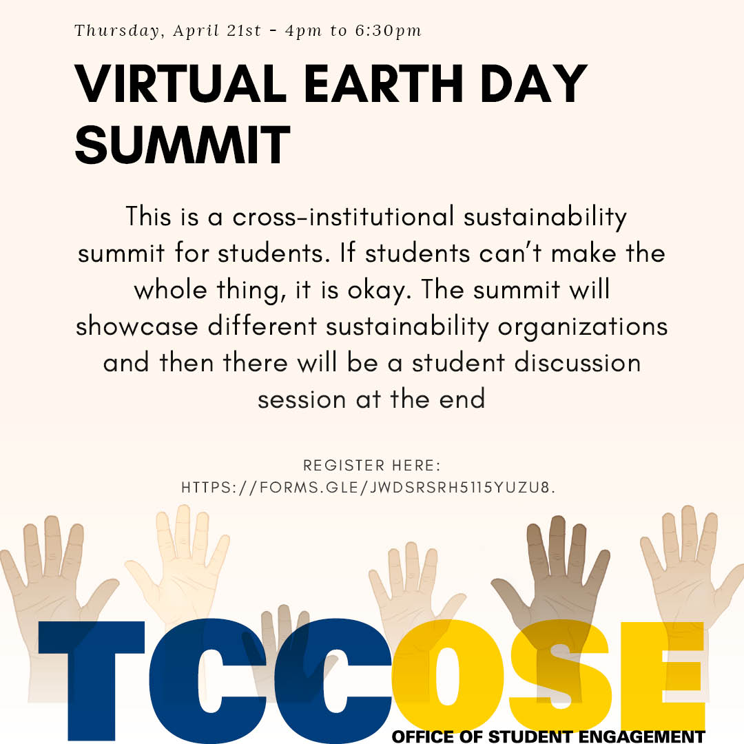 This is a cross-institutional sustainability summit for studsents. If students can't make the whole thing, that is OK. The summit will showcase different sustainability organizations and then ehter will be a student discussion session at the end. Register: https://FORMS.GLE/JWSRSRH5115YUZUB