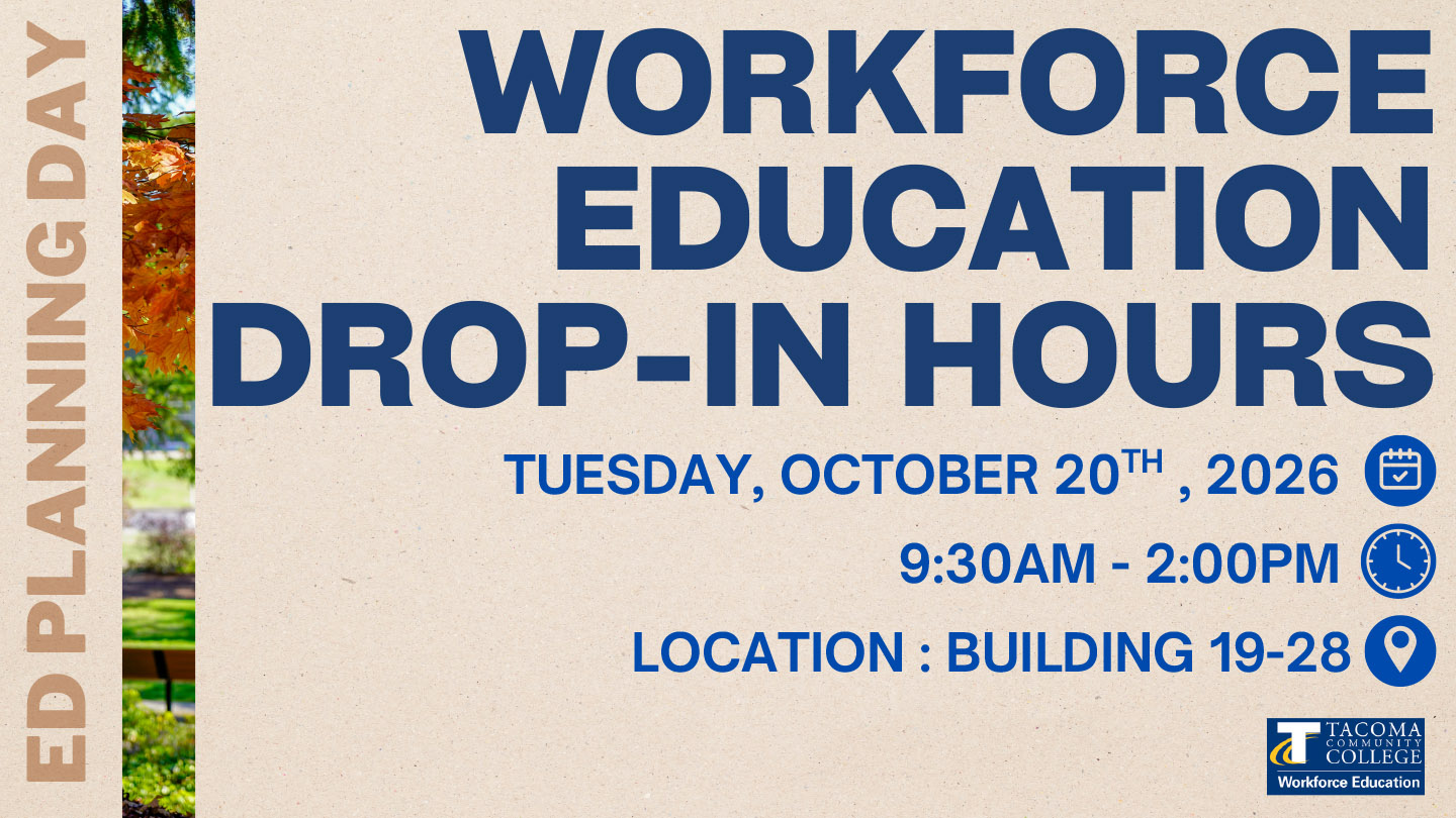 Flyer for workforce drop-in session, 9:30a - 2p Oct. 20, Building 19-28. 