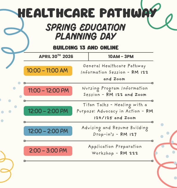 Flyer for health careers fair, April 30 in Building 13 