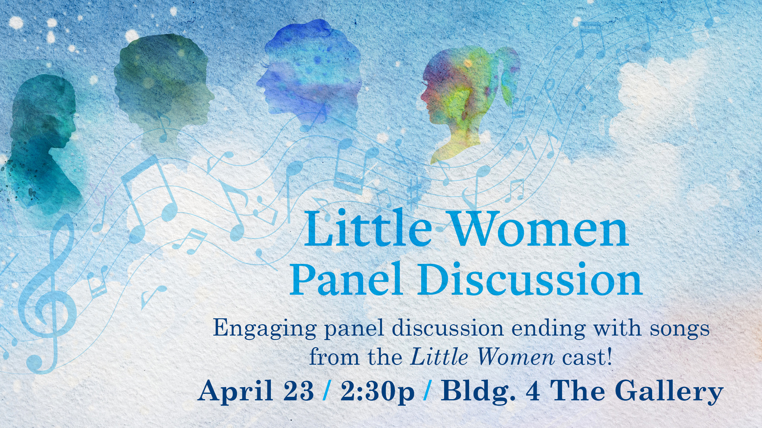 Flyer for little women panel event.