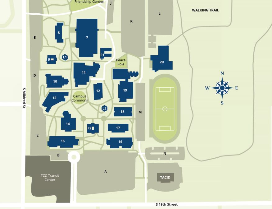 graphic map of TCC campus
