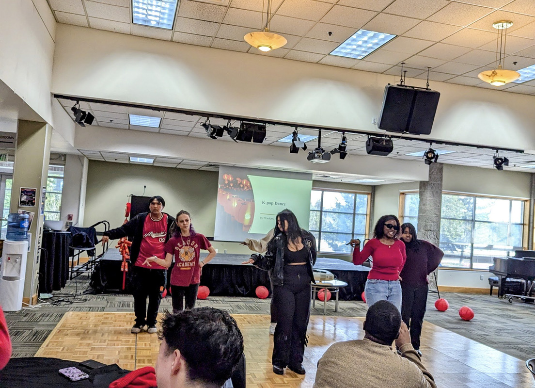 students at a Lunar New Year celebration it the Student Center. 
