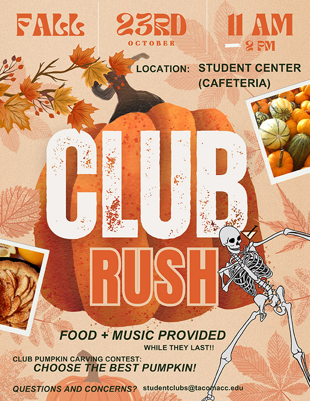 Flyer for Club Rush, Oct. 23, 11a - 2p, Building 11 