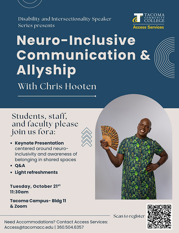 flyer for neruoinclusive communication & allyship, Oct. 21, 11:30a in the Building 11 Cafeteria. 