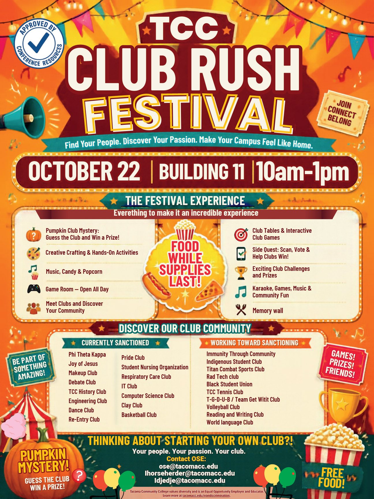 Flyer for Club Rush, Oct 22, 10a - 1 p.m. in Building 11 