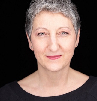 Woman with short gray hair