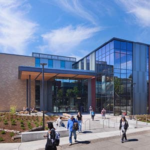 salmon-safe landscaping in front of CILE